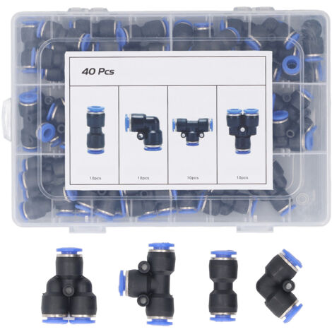 40 pièces pousser pour connecter raccords 1/2in OD Tube pneumatique Kit 10 séparateurs coudes té droit