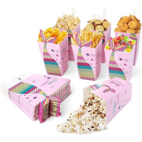 40 pièces sacs à pop-corn sirène boîte à pop-corn sacs de fête en carton,