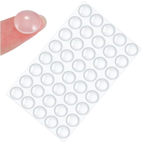 40 Pièces Tampons Porte en Silicone Transparent –                      Butées Auto-adhésives pour Meubles, Tiroirs, Placards, Cuisines, Anti Bruit et Protection Murale (12,7×3,5mm)