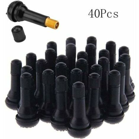 40 Pièces Voiture Pneu Tubeless Valve Bouchon,TR413 Valves de Pneu,Caoutchouc Pneu Pneu Tige de Valve Set,Noir