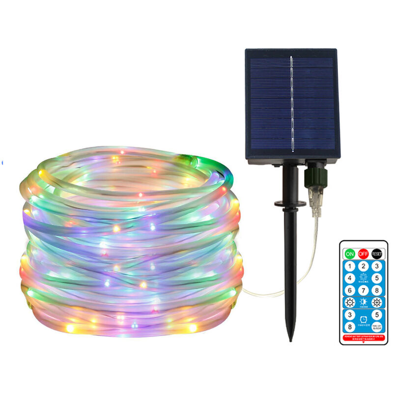 

Asupermall - 40 pies / 100leds con energia solar secuencia del LED LED remoto Control de color Cambio de 8 modos de cobre de alambre decorativo de