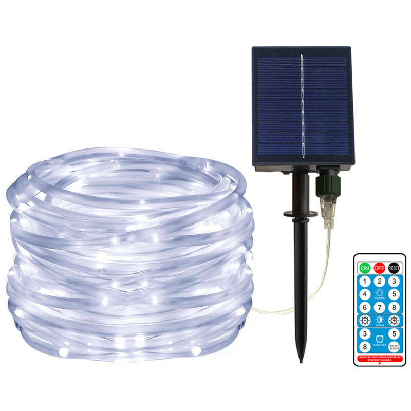 

40 pies / 100leds con energia solar secuencia del LED LED remoto Control de color Cambio de la lampara 8 secuencia de hadas impermeable Modos de