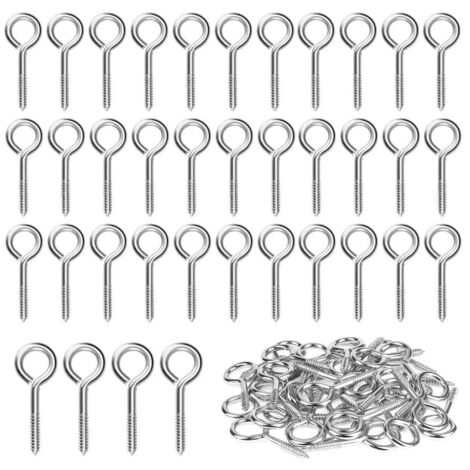 40 piezas M3 304 Tornillos de ojo de acero inoxidable autorroscantes Tornillos de ojo redondos Tornillos de ojo Ganchos de ojo Perno de ojo Ganchos de ojo de 40 mm