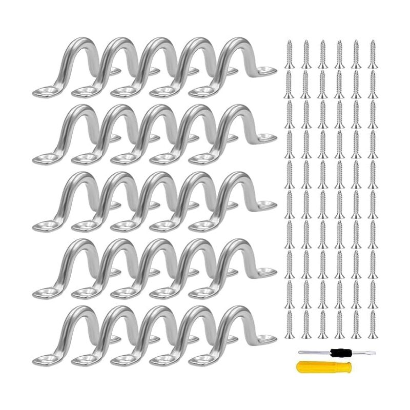 40 Pontet inox, Acier Inoxydable Pontet avec 80 vis & 1 Tournevis pour Bateau et Kayak,Pont,Voile D'ombrage de Voiture,Gréement de Cano (6 mm)