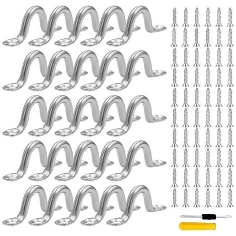 40 Pontet INOX, Acier Inoxydable Pontet avec 80 vis & 1 Tournevis pour Bateau et Kayak,Pont,Voile D'ombrage de Voiture,Grement de Cano (6 mm)