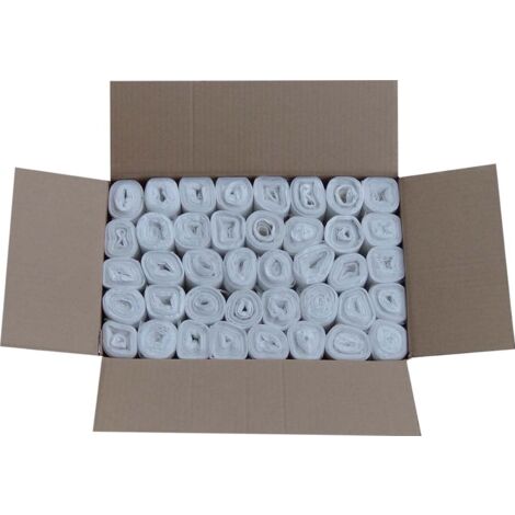 40 Rollen im Karton á 50 Abfallbeutel (2000 Stück), 20 Liter, absolut robust und stabil, 450x540mm, Stärke 8 my, Farbe transparent
