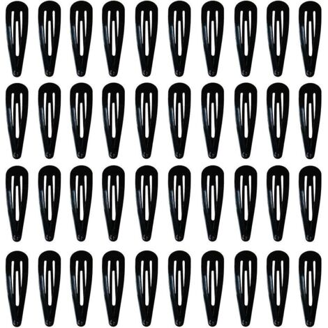 40 schwarze Metallhaarspangen, 5 cm große Schlaufen, für Kinderhaarspangen und Haaraccessoires für Mädchen.