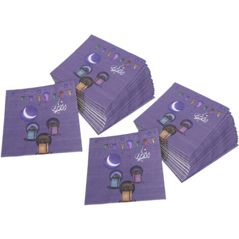 40 Serviettes en Papier à Motifs Ramadan 4 Couches Très Absorbantes pour Fêtes Dîners Violet