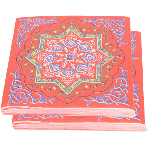 40 Serviettes en Papier à Motifs Ramadan 4 Couches Très Absorbantes pour Fêtes et Dîners - Modèles Rouges et Colorés