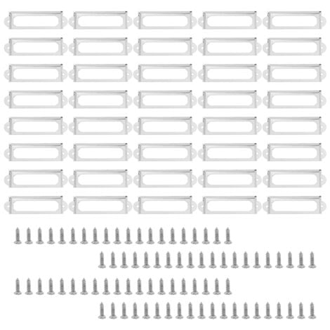 40 set Office Library File Drawer Cabinet Card Tag Label Holder Metal Frame (Silver Tone)