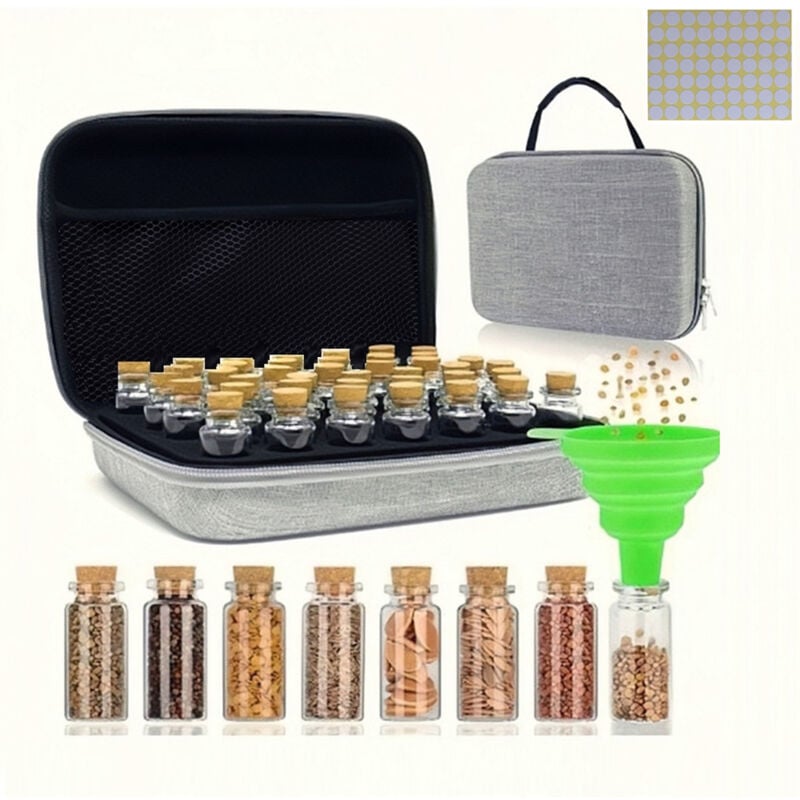 Image of 【40 slot】Scatola per semi, contenitore per semi di verdure, contenitore per semi, borsa per l'organizzazione dei semi con etichette adesive per