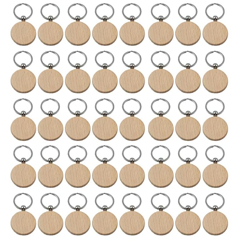 Image of 40 StüCk Leer Runde SchlüSselanhäNger Diy SchlüSsel AnhäNger KöNnen Geschenke Gravieren
