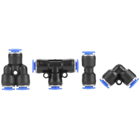 40 Stück 6-mm-Pneumatik-Schnellkupplungen, Steckverbinder für Luftschläuche, 4 verschiedene Formen