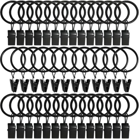 40 Stück Gardinenringe, robuste Gardinenclips, rostfreie Gardinenringe für Gardinenstangen mit 32 mm Durchmesser
