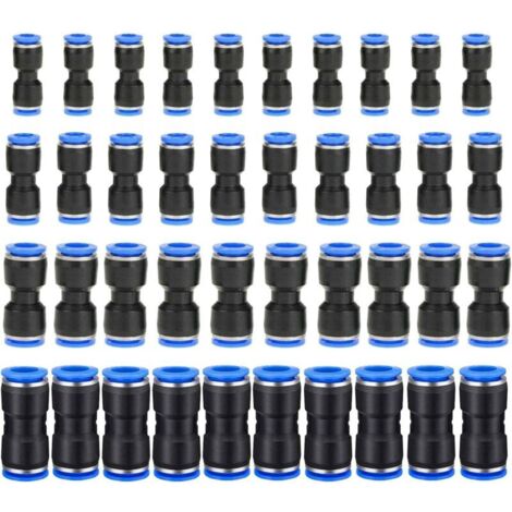 40 Stück gerade pneumatische Schnellkupplungen, Druckluft-Schlauchverbinder, Kunststoff-Druckluftschlauchverbinder, Außendurchmesser 6/8/10/12 mm, Schlauchverbinder