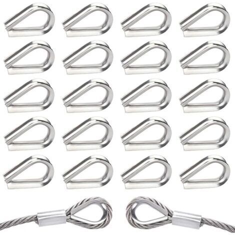 40 Stück M5-Edelstahl-304-Drahtseilösen, herzförmige Ösen für 5-mm-Drahtseile