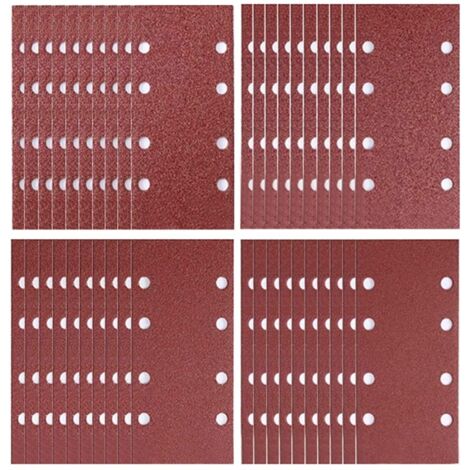 40 Stück Schleifblätter 93 x 185 mm mit 8 Löchern für Exzenterschleifer Körnung 40/60/80/120