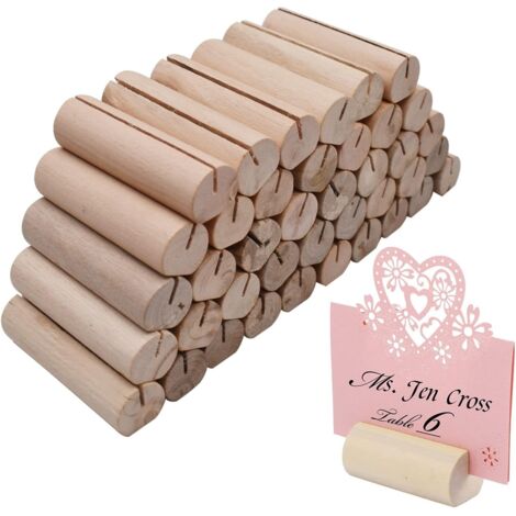 40 Stück Tischkartenhalter aus Holz, Tischnummernhalter, Fotohalter, Tischständer für Hochzeitsdekorationen