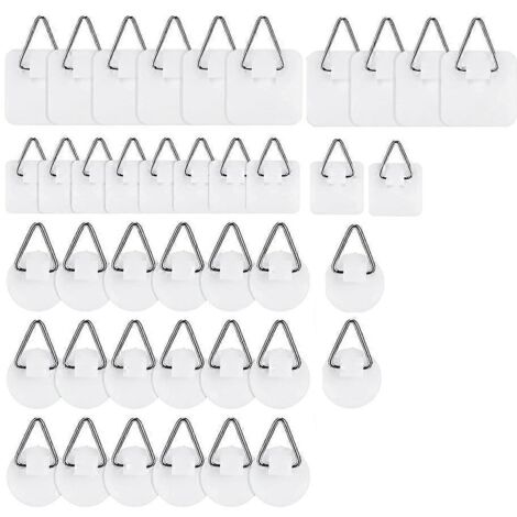 40 supports adhésifs invisibles pour assiettes, ronds et verticaux.