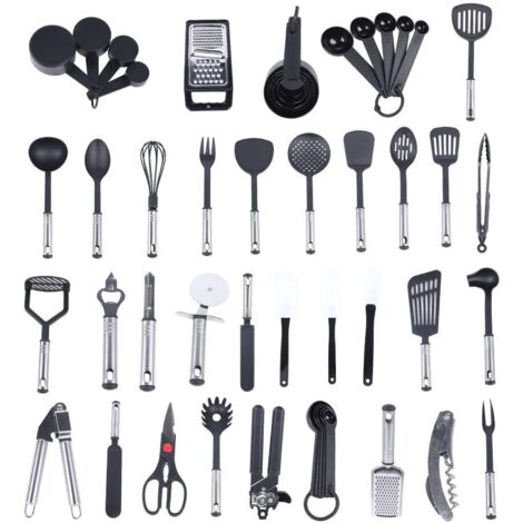 40-tlg Küchenutensilien Set Küchenhelfer Edelstahl Kochbesteck Kochzubehör,Für Kochen, Backen, Rühren