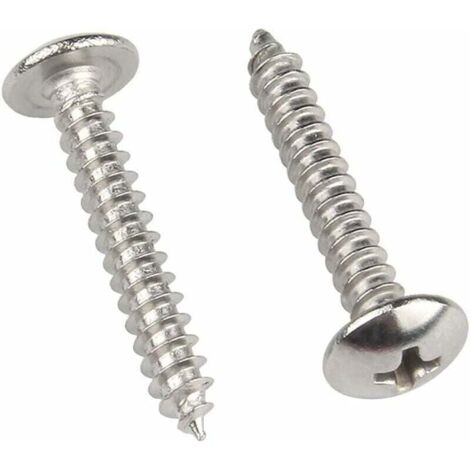40 tornillos para madera Phillips con cabeza redonda M4 x 16 – acero inoxidable 304, cabeza de hongo abovedada, tornillos autorroscantes, sujetadores metálicos
