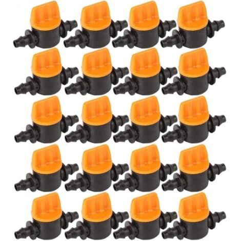 40 vannes pour tuyaux d'irrigation, vannes pour irrigation goutte à goutte avec vannes d'arrêt pour tuyaux d'irrigation cannelés