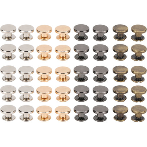 40 Vis Chicago Métal 9x5mm Tête Plate 4 Couleurs pour Sacs à Main Ceintures Chaussures Vêtements DIY