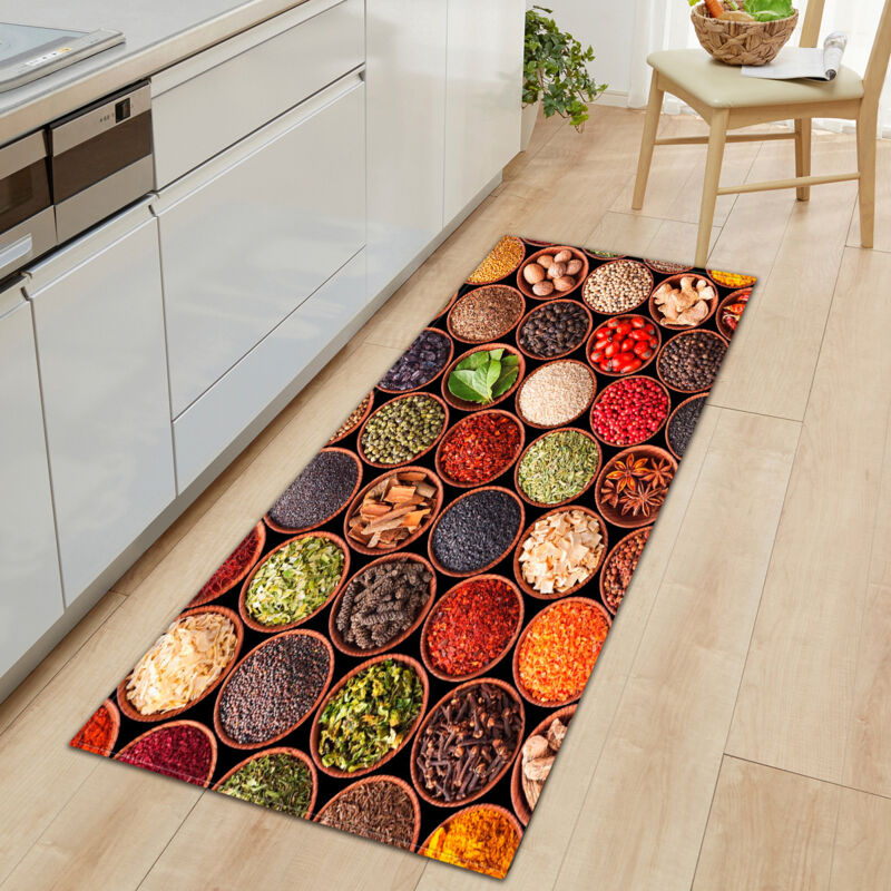 Cyslmuk - 40 x 120 cm Tapis de cuisine série épices et vaisselle tapis de cuisine antidérapant devant l'évier tapis de sol antidérapant absorbant
