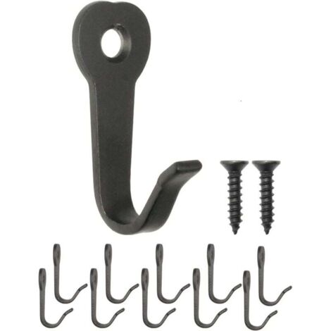 40 x 22 mm, negro, 10 piezas ganchos clásicos para abrigos, ganchos de hierro, ganchos de metal, ganchos para cuadros, estilo vintage retro de casa de campo,