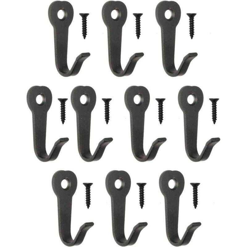 40 x 22 mm - Noir - Lot de 10 crochets classiques en fer - Crochets en métal - Crochets pour photos - Vintage maison de campagne rétro