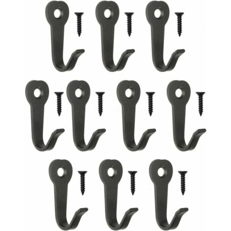 40 x 22 mm, noir,Lot de 10 crochets classiques pour vestiaires, crochets en fer, crochets métalliques, crochets pour photos, style vintage maison de campagne rétro