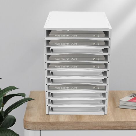40 x 30 x 27 cm, range-documents vertical à 11 compartiments, classeur, démontable, trieur de bureau vertical, blanc.