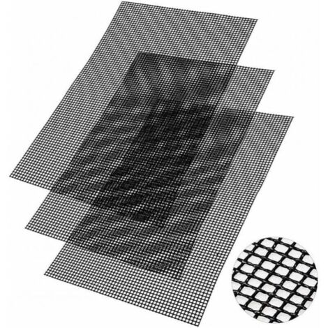 40 x 33 cm, juego de 3, alfombrillas de malla antiadherentes reutilizables para parrilla, alfombrilla de teflón resistente al calor para asar carne y verduras