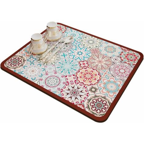 LINGHHANG (40 x 50 CM, Rouge) Tapis Egouttoir Vaisselle, Tapis Absorbant Vaisselle en Nanofibres à Séchage Rapide, Tapis de Séchage Vaisselle Absorbant pour Les Comptoirs De Restaurant De Cuisine De Ba