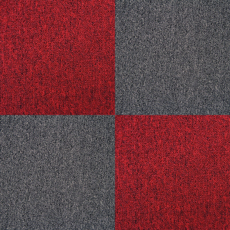 40 x Carpet Tiles 10m2 / Charcoal Black & Scarlet Red