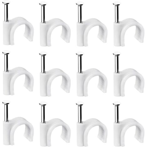 400 attaches de câble en acier pour fixation murale - Spécifications variées - Solides - Durables - Blanches - Rondes - 400 - 6 mm - Gestion des câbles-AquaForge