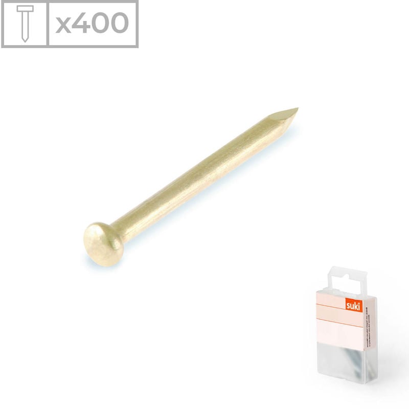 

400 Clavos fabricados en latón con cabeza redonda y 1,0x13mm