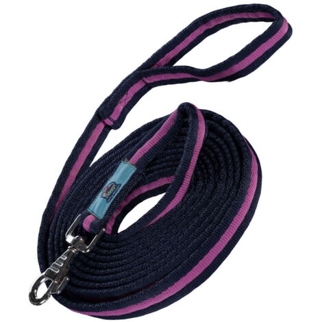 400 cm, rosa e blu scuro: Longia in nylon bicolore modello Funny Horses lunghezza 4 m
