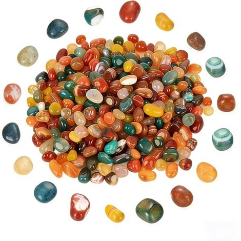 400 g Galets pour vases, pierres décoratives multicolores, billes de marbre pour vases, aquariums, aménagement paysager, jardin, pots de fleurs, décoration de mariage mosaïques (8-13 mm, ronds)