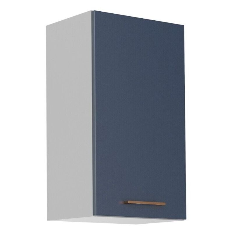 400 Kitchen Wall Unit 40cm Cabinet Soft Close Navy Dark Blue Copper Handle Nora - Navy Blue