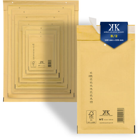 400 Luftpolster-Versandtaschen B2 B/2 140x225mm (Außenmaß) Braun