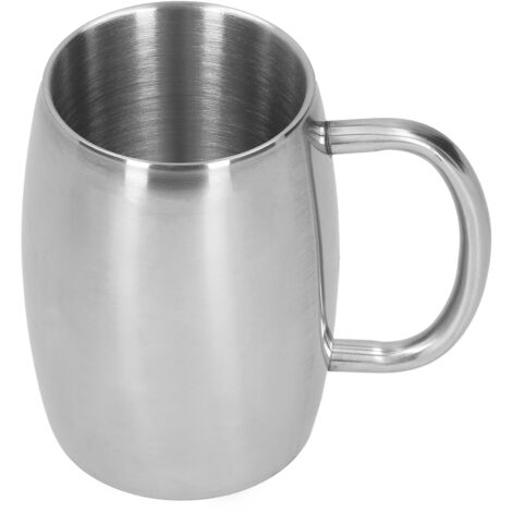 400-ml-Bierkrug aus Edelstahl mit Henkel – Ideal für Kaffee, Milch, Tee, Büro – Praktisches Geschenk