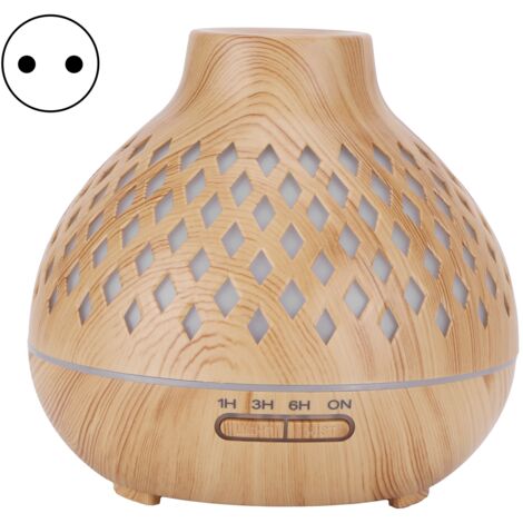 400-ml-Diffusor aus hellem Holz mit ätherischen Ölen, LED-Nachtlicht und Luftbefeuchter – 100–240 V EU-Stecker