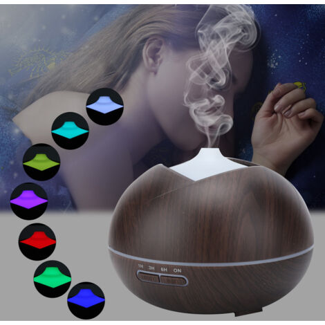 400-ml-Diffusor aus Naturholz für ätherische Öle – Ultraschall-Luftbefeuchter mit LED-Beleuchtung und europäischem Stecker