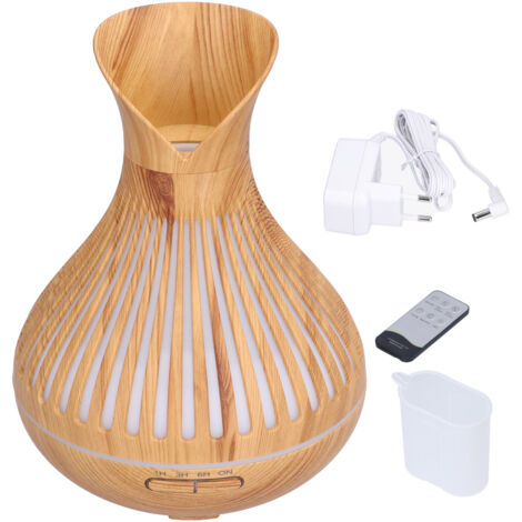 400-ml-Diffusor für ätherische Öle in Holzoptik mit Fernbedienung, Nachtlicht und Luftbefeuchter für Schlafzimmer und Büro, EU-Stecker 100–240 V