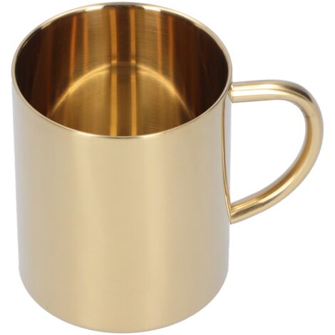400 ml doppelwandiger, isolierter Edelstahlbecher (304) mit Verbrühungsschutz und goldenem Henkel