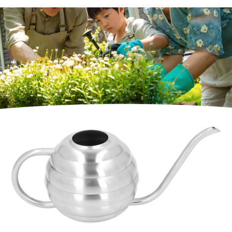 400 ml Edelstahl-Gießkanne, silberfarben, tragbarer, multifunktionaler Gießtopf mit langem Strahl für Zimmerpflanzen und Gartenarbeit