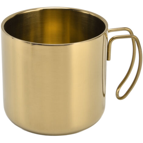 400 ml Edelstahl-Kaffeebecher, robust und tragbar mit Griff, ideal für Zuhause, Büro und Restaurant, goldfarben (ohne Deckel)
