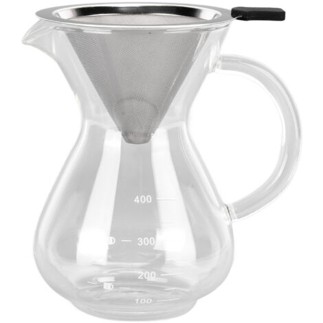 400-ml-Glas-Kaffeemaschine mit Edelstahlfilter, rundem und hitzebeständigem Sockel für Zuhause und Küche