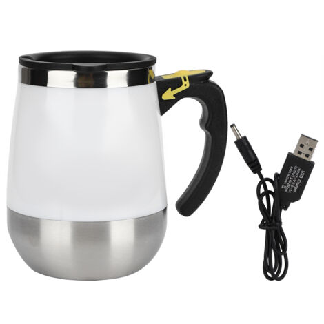 400 ml Magnetischer automatischer Mixbecher aus Edelstahl, USB-Ladefunktion, ideal für Kaffee und Milch, Farbe: Weiß.